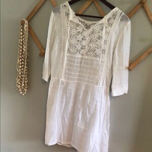 White Lace Detail Tunic Dress